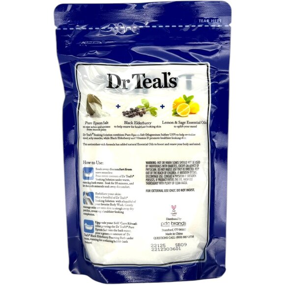 Dr Teal's Epsom Salt Bath Soak Gift Set 3pc Relax Relief Melatonin & Elderberry - Picture 7 of 7